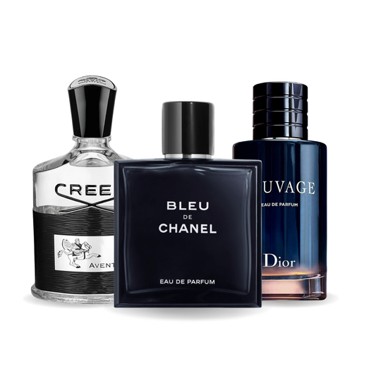 3 parfüm készlet Creed AVENTUS, BLEU DE CHANEL, Dior SAUVAGE 100ml